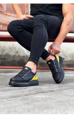 WG029 3 Stripes Legend Charcoal Yellow Thick Sole Casual Men&#39;s Shoes