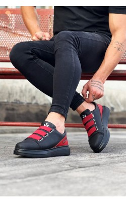 WG029 3 Stripes Legend Charcoal Red Thick Sole Casual Men&#39;s Shoes
