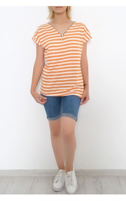 Zipper Striped T-Shirt Orange - 9657.1567.