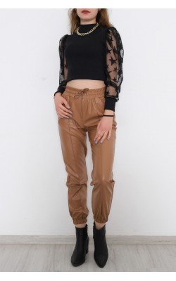 Front Grass Leather Trousers Brown1 - 000079.159.
