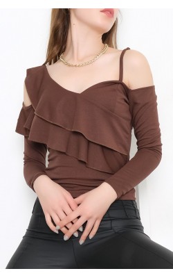 Front Frill Blouse Brown1 - 34777,631.