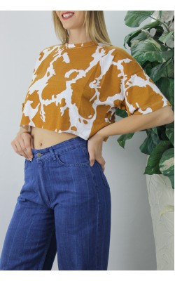 Patterned Crop T-Shirt Mink - 121.903