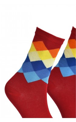 Unisex Colored Square Socks Red - LksÇrp17